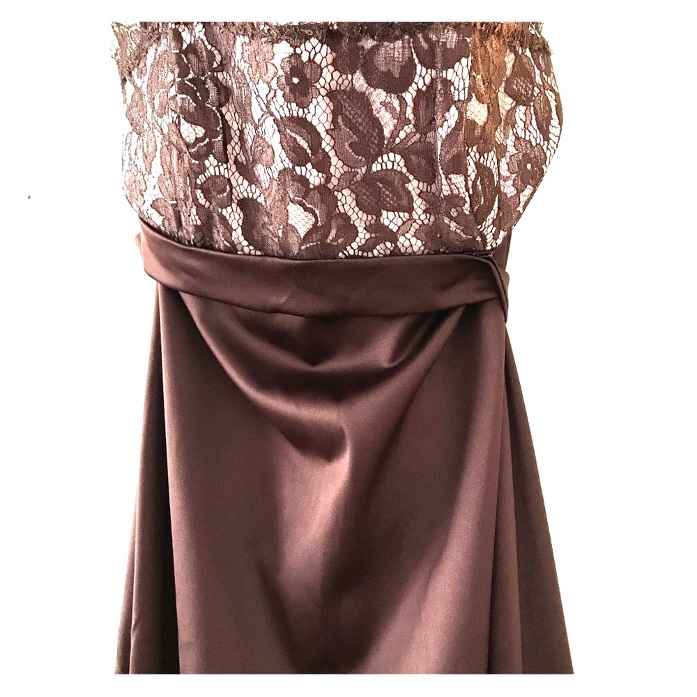 Blush and Chocolate lace A-line Formal dress